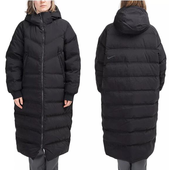 Nike Black Down-Fill City LONG LENGTH Puffer Parka Coat - Picture 1 of 7
